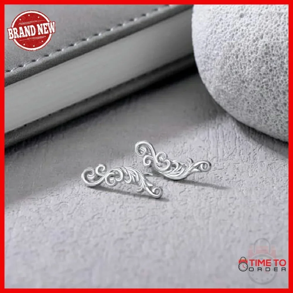 Sterling Silver Filigree Crawler Earrings Hypoallergenic 17mm